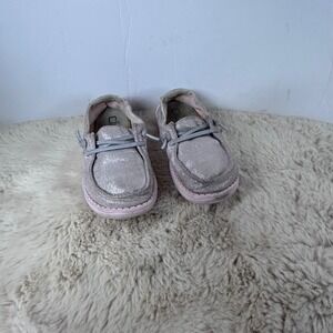 Hey Dude Wendy Toddler Sparkling Shoes Pink Glitter‎ Sneakers Size K9